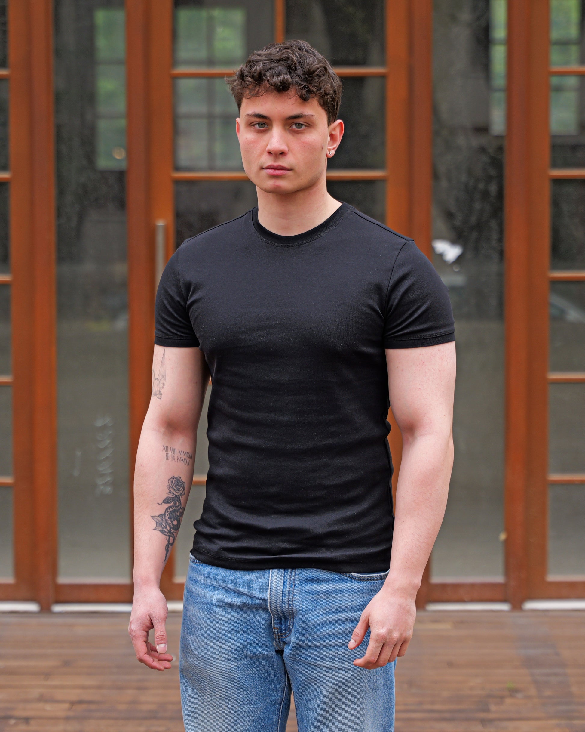 Erkek Slim Fit Siyah T-Shirt