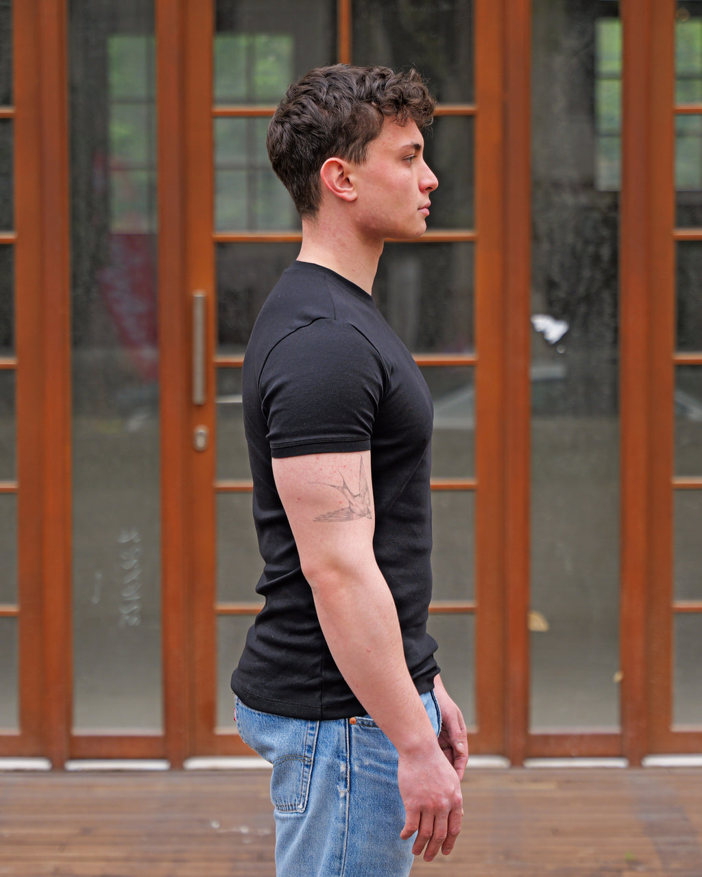 Erkek Slim Fit Siyah T-Shirt