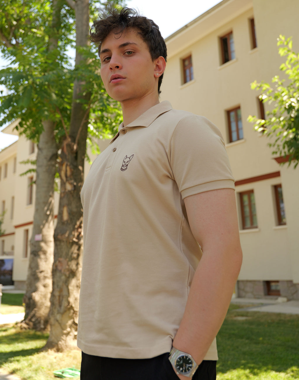 Erkek Slim Fit Bej Polo Tişört – %100 Pamuk, Şık ve Rahat