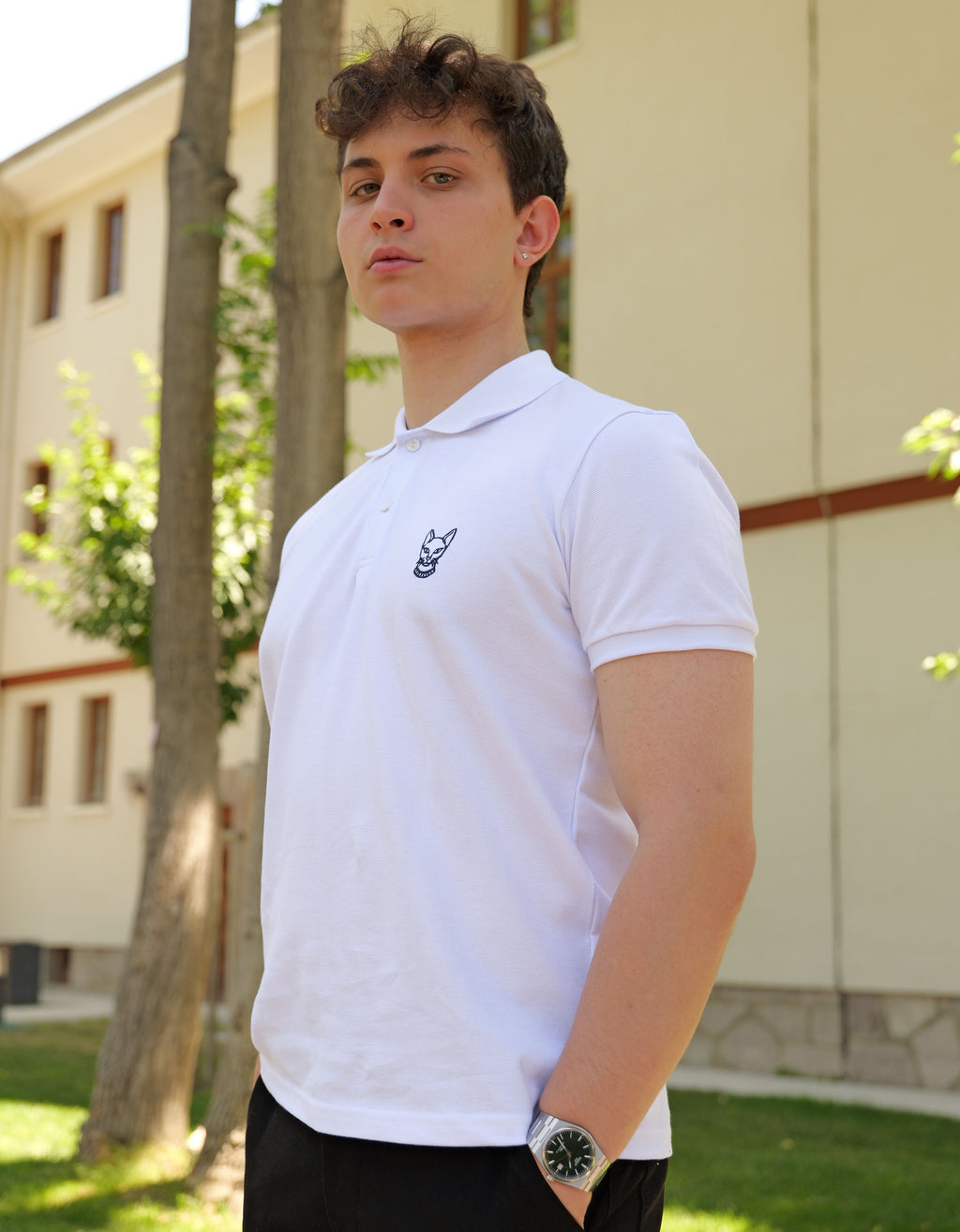 Erkek Slim Fit Beyaz Polo Tişört – %100 Pamuk, Şık ve Rahat