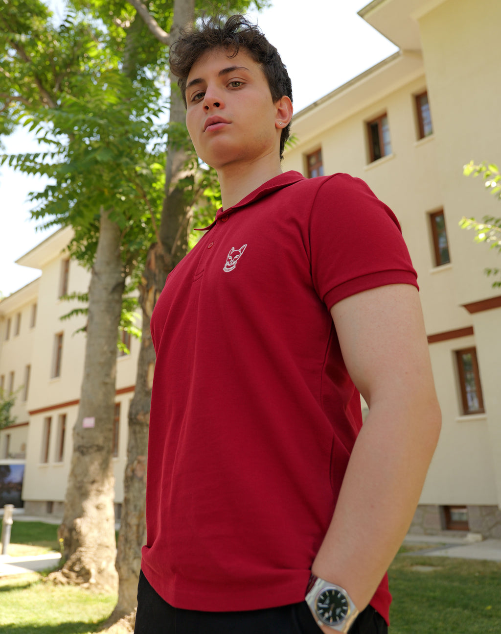 Erkek Slim Fit Bordo Polo Tişört – %100 Pamuk, Şık ve Rahat